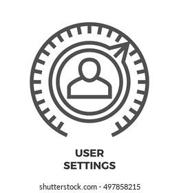 User Settings Thin Line Vector Icon Isolated on the White Background.
