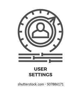 User Settings Thin Line Vector Icon Isolated on the White Background.