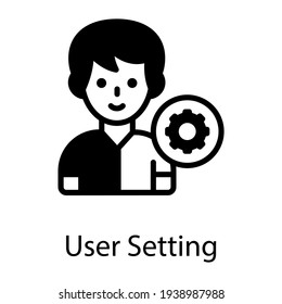 User settings vector human avatar with gear 