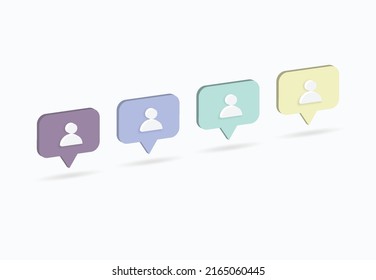 Forma de usuario concepto de conexión de iconos de notificación de medios sociales 3d. Ilustración del vector