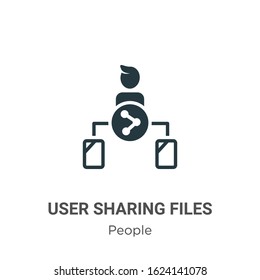 User sharing files glyph icon vector on white background. Flat vector user sharing files icon symbol sign from modern people collection for mobile concept and web apps design.