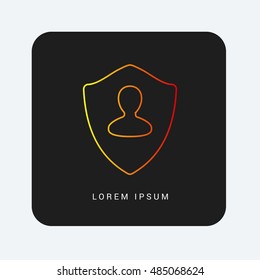 User Shield Red & Orange gradient attractive line thin icon / logo design