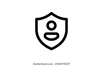 user shield vector icon black and white background out line style eps8