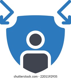 user shield Vector illustration on a transparent background.Premium quality symbols.Glyphs vector icon for concept and graphic design.