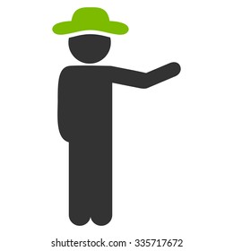 User Show vector icon. Style is bicolor flat symbol, eco green and gray colors, rounded angles, white background.