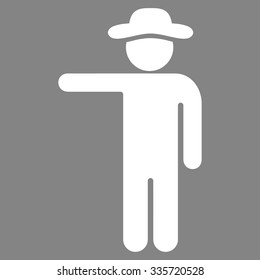 User Show vector icon. Style is flat symbol, white color, rounded angles, gray background.