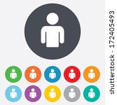 User sign icon. Person symbol. Human avatar. Round colourful 11 buttons. Vector