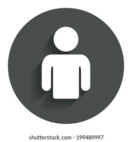 User sign icon. Person symbol. Human avatar. Circle flat button with shadow. Modern UI website navigation. Vector