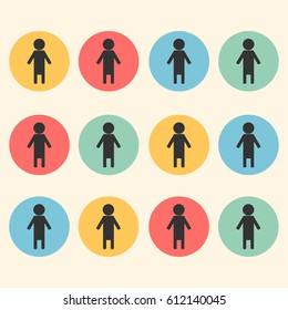User sign icon. Person symbol. Round colourful 12 buttons. Vector