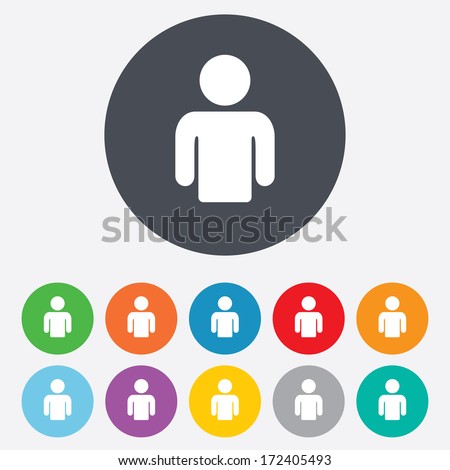 User sign icon. Person symbol. Human avatar. Round colourful 11 buttons. Vector