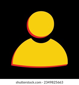 Ilustración de signo de usuario. Icono Amarillo extruido 3D con los lados rojos un fondo negro. Ilustración.
