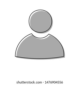 User sign illustration. Black line icon with gray shifted flat filled icon on white background. Illustration.