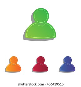 User sign illustration. Colorfull applique icons set.