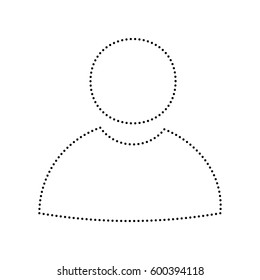 User sign illustration. Vector. Black dotted icon on white background. Isolated.