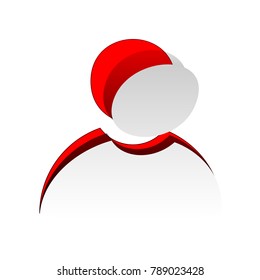 User sign illustration. Vector. Detachable paper icon with red body stock. Isolated.