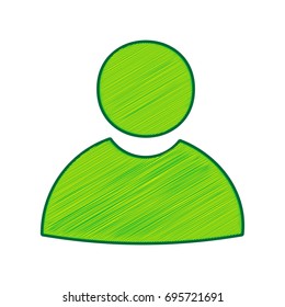 User sign illustration. Vector. Lemon scribble icon on white background. Isolated