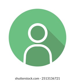 User Sign and Symbol Icon. Light Green Button with Long Shadow. Person, Client, Customer, Citizen Concept. Flat Design Element.