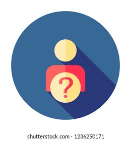 User silhouette with question mark - Faq. Question man sign. Person account, profile icon. Account help symbol. Icon, who, question, guess, symbol, user, anonymous, avatar, business, button, default