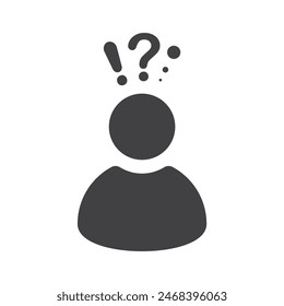 User silhouette with question mark - vector icon. Faq.