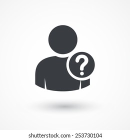 User Silhouette With Question Mark - Vector Icon. Faq. Question Man Sign. Person Account, Profile Icon. Account Help Symbol. Who? Doubt Icon