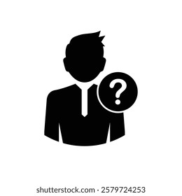 User silhouette with question mark - vector icon. Faq. Question man sign. Person account  profile icon. Account help symbol. Who%3F Doubt icon