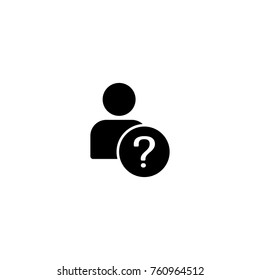 User silhouette with question mark - vector icon. Faq. Question man sign. Person account, profile icon. Account help symbol