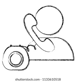 user silhouette with telephone