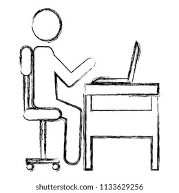 user silhouette working in desk with laptop