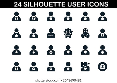 User Silhouettes Pack – 24 Minimal Human Icons Set