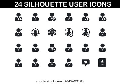 User Silhouettes Pack – 24 Minimal Human Icons Set
