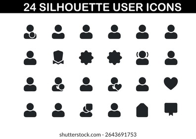 User Silhouettes Pack – 24 Minimal Human Icons Set