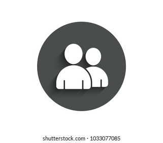 User simple icon. Couple or Group sign. Person silhouette symbol. Circle flat button with shadow. Vector
