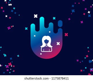 User simple icon. Female Profile sign. Woman Person silhouette symbol. Cool banner with icon. Abstract shape with gradient. Vector