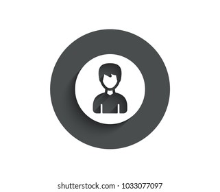 User simple icon. Profile Avatar sign. Male Person silhouette symbol. Circle flat button with shadow. Vector
