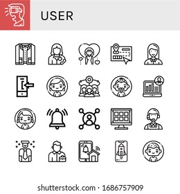 benutzerfreundliches Icons-Set. Enthält Symbole wie Virtual Reality, Suit, Secretary, Woman, Guide, Employee, Login, Team, Man, Demographic, Notification, können für Web, Mobile und Logo verwendet werden
