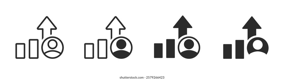 User skill growth vector icons set