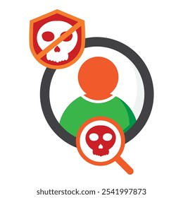 user with skull icon isolated on white background