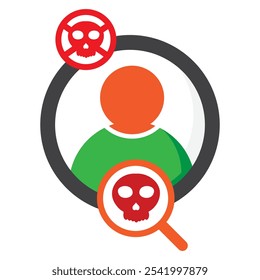 user with skull icon isolated on white background