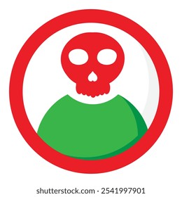 user with skull icon isolated on white background