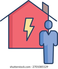 user smart house linear color icon design