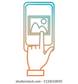 user with smartphone sending image