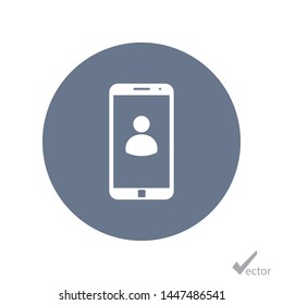 A user in the smartphone vector icon. The symbol of a user. Using of the internet icon.