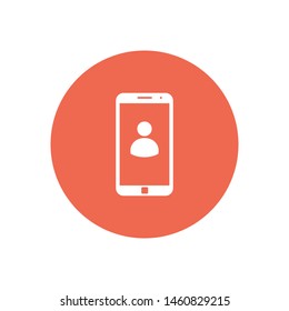 A user in the smartphone vector icon. The symbol of a user. Using of the internet icon.