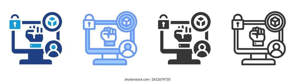 User sovereignty icon set multiple style collection