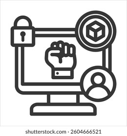 User Sovereignty Outline Icon Vector Illustration