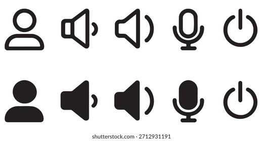 Icono de altavoz de usuario icono de micrófono de usuario icono de altavoz