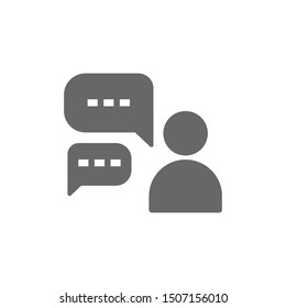 User with speech bubbles social media icon isolated on white background. Communication symbol modern, simple, vector, icon for website design, mobile app, ui. Vector Illustration