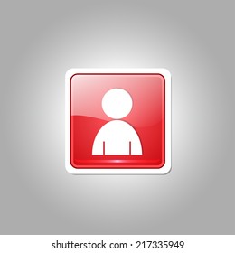 User Square Vector Red Web Icon Button