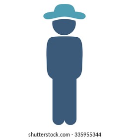 User Standing vector icon. Style is bicolor flat symbol, cyan and blue colors, rounded angles, white background.