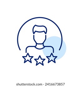 User star rating. Man with short hair. Pixel perfect, editable stroke icon